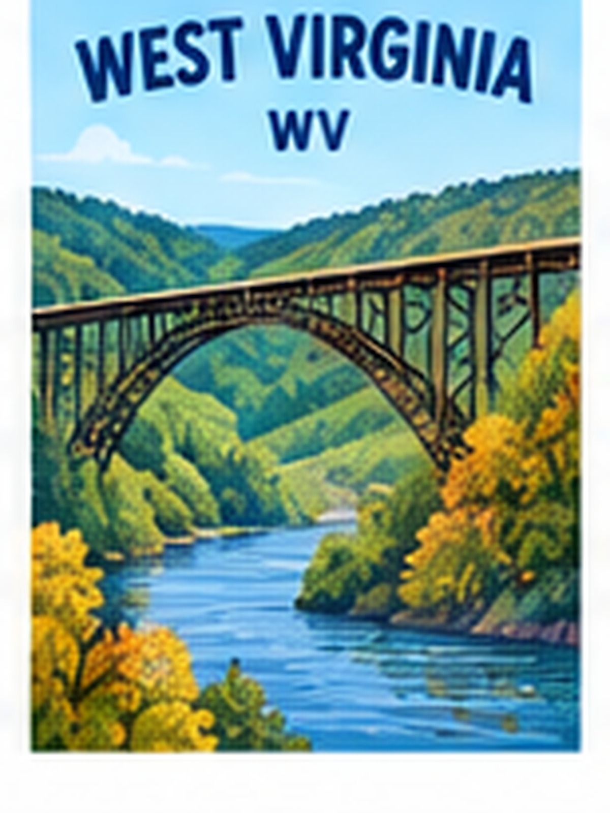 Illustrated West Virginia landscape